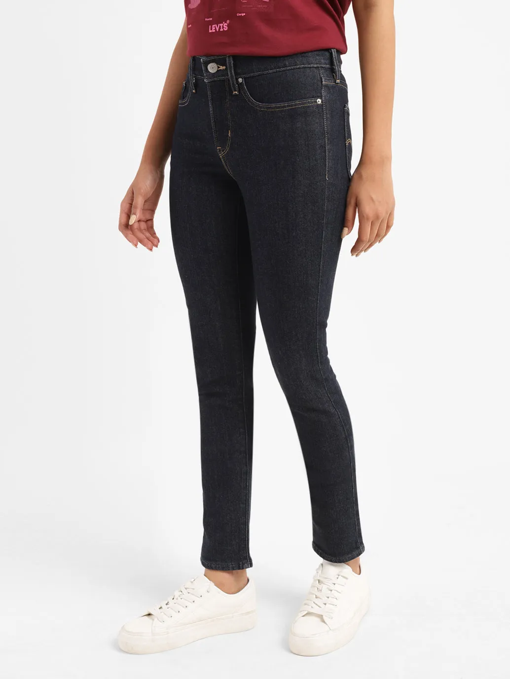 Women's 724 Navy Blue Straight Fit High Rise Jeans LEVI'S