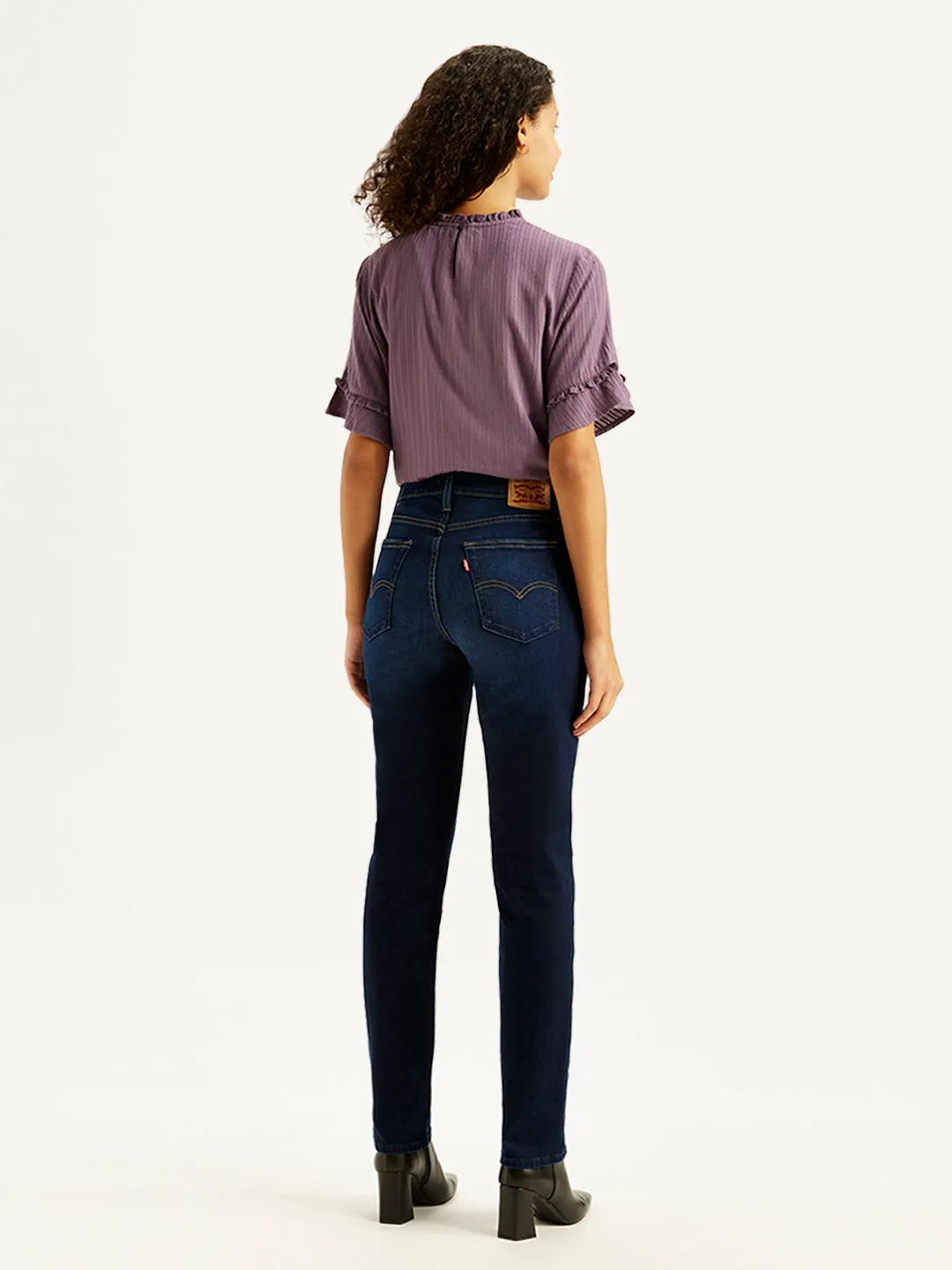 Women's 724 Navy Blue Straight Fit High Rise Jeans LEVI'S