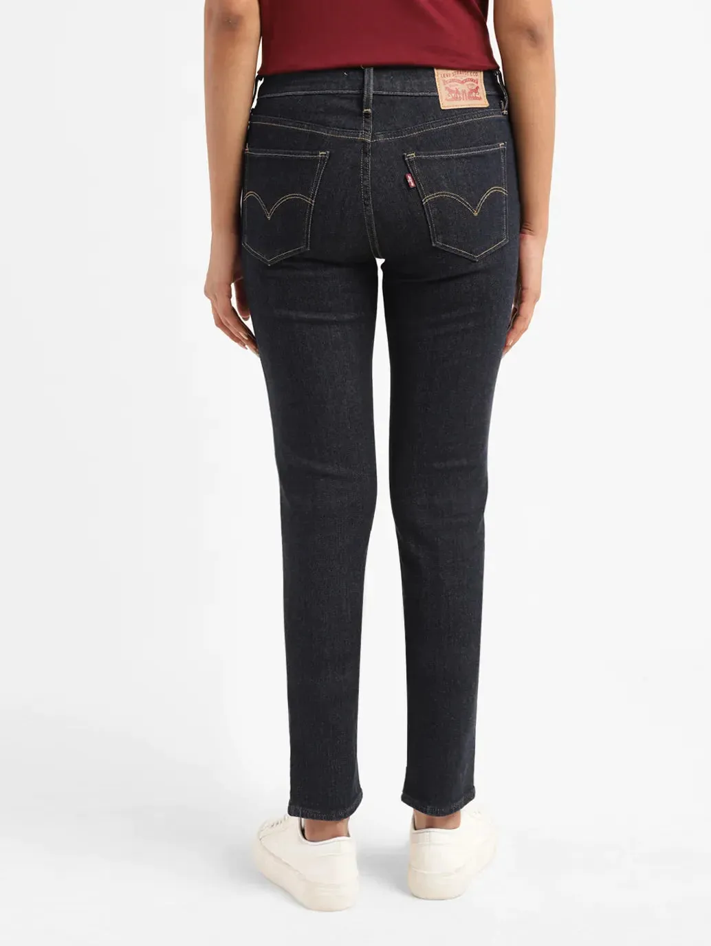Women's 724 Navy Blue Straight Fit High Rise Jeans LEVI'S