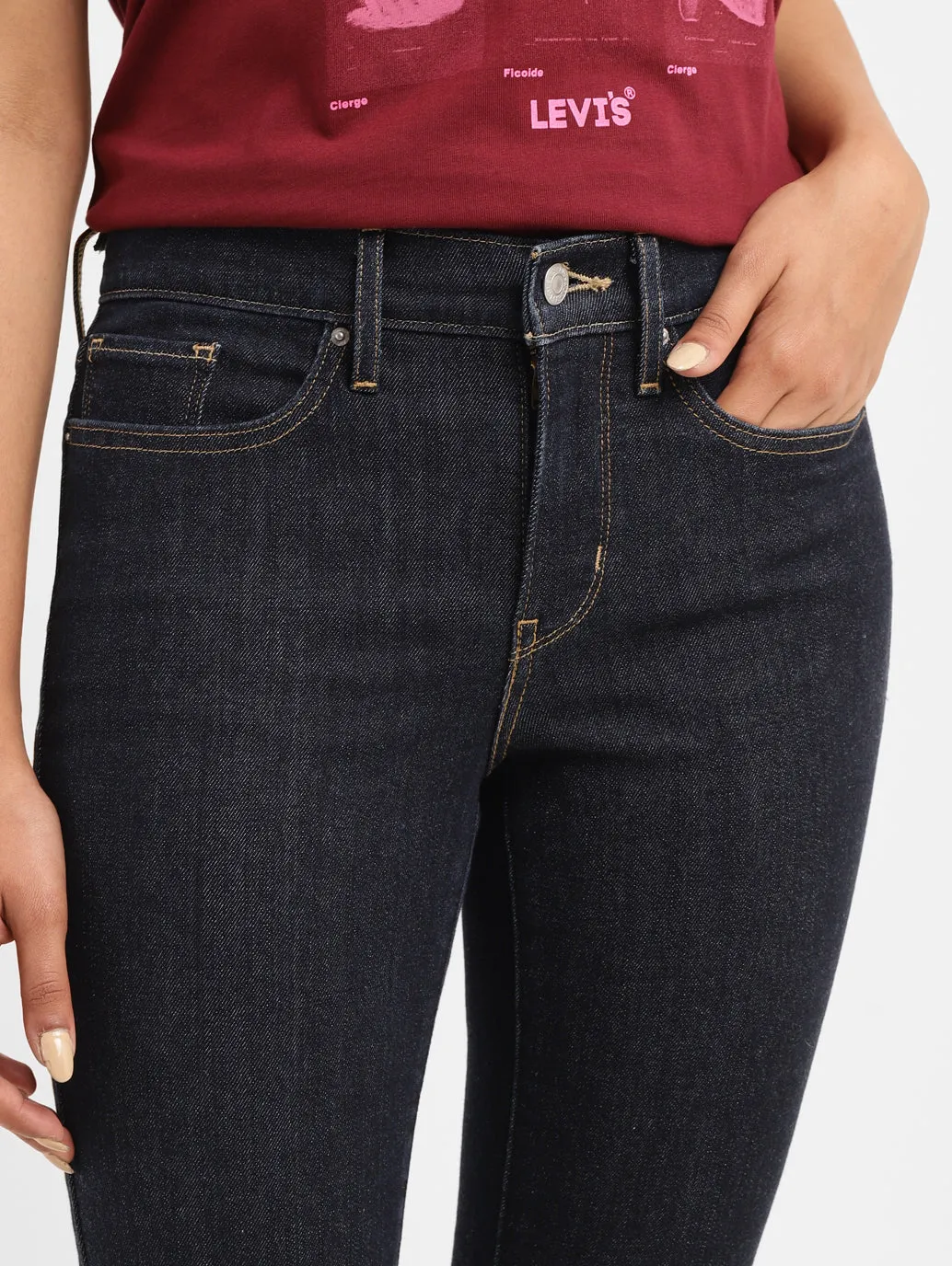 Women's 724 Navy Blue Straight Fit High Rise Jeans LEVI'S
