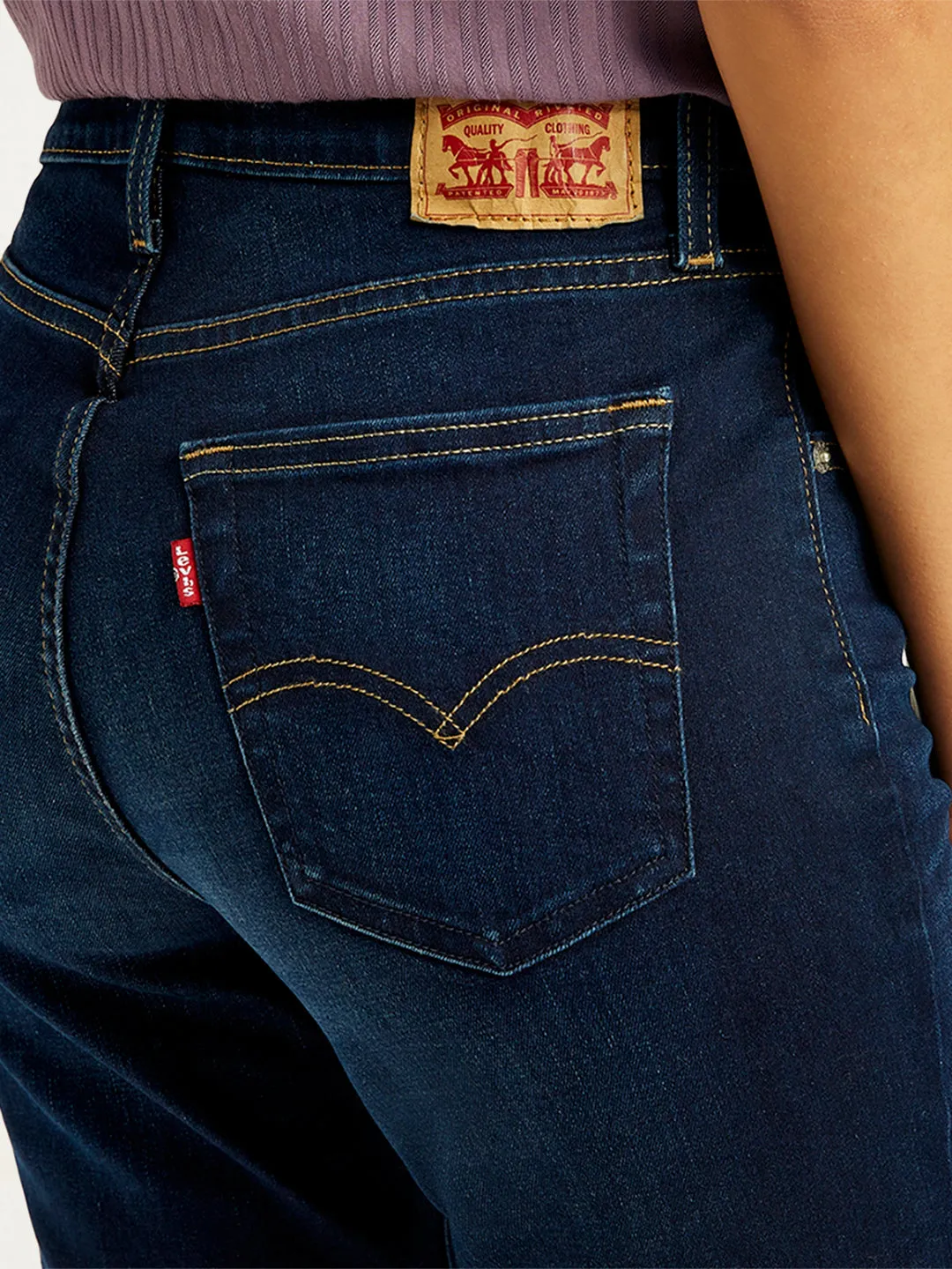 Women's 724 Navy Blue Straight Fit High Rise Jeans LEVI'S