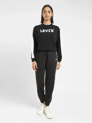 Women's Brand Logo Black Crew Neck Sweatshirt LEVI'S