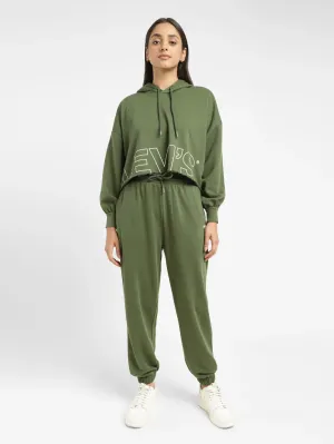 Women's Brand Logo Green Hooded Sweatshirt LEVI'S