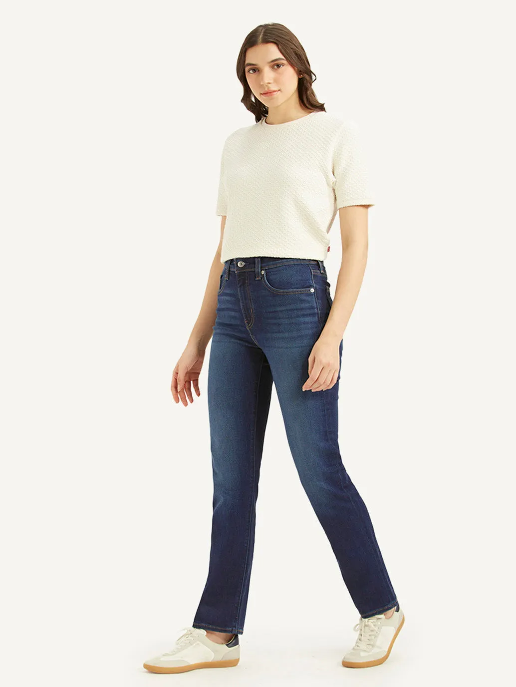 Women's High Rise 724 Slim Straight Fit Dark Blue Jeans LEVI'S