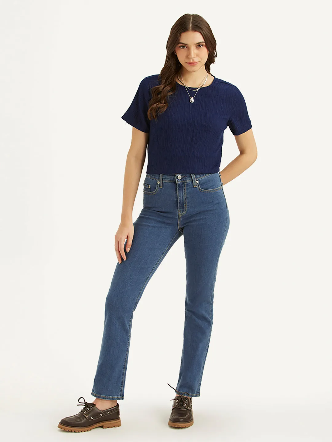 Women's High Rise 724 Straight Fit Blue Jeans LEVI'S