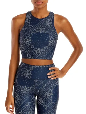 Women's Printed Racerback Sports Bra,Navy