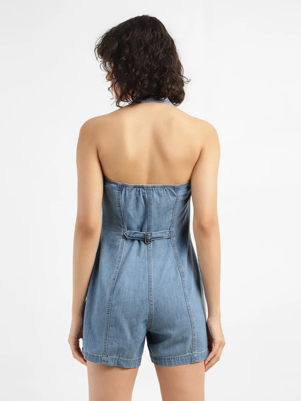 Women's Solid Blue Romper Denim Dress LEVI'S