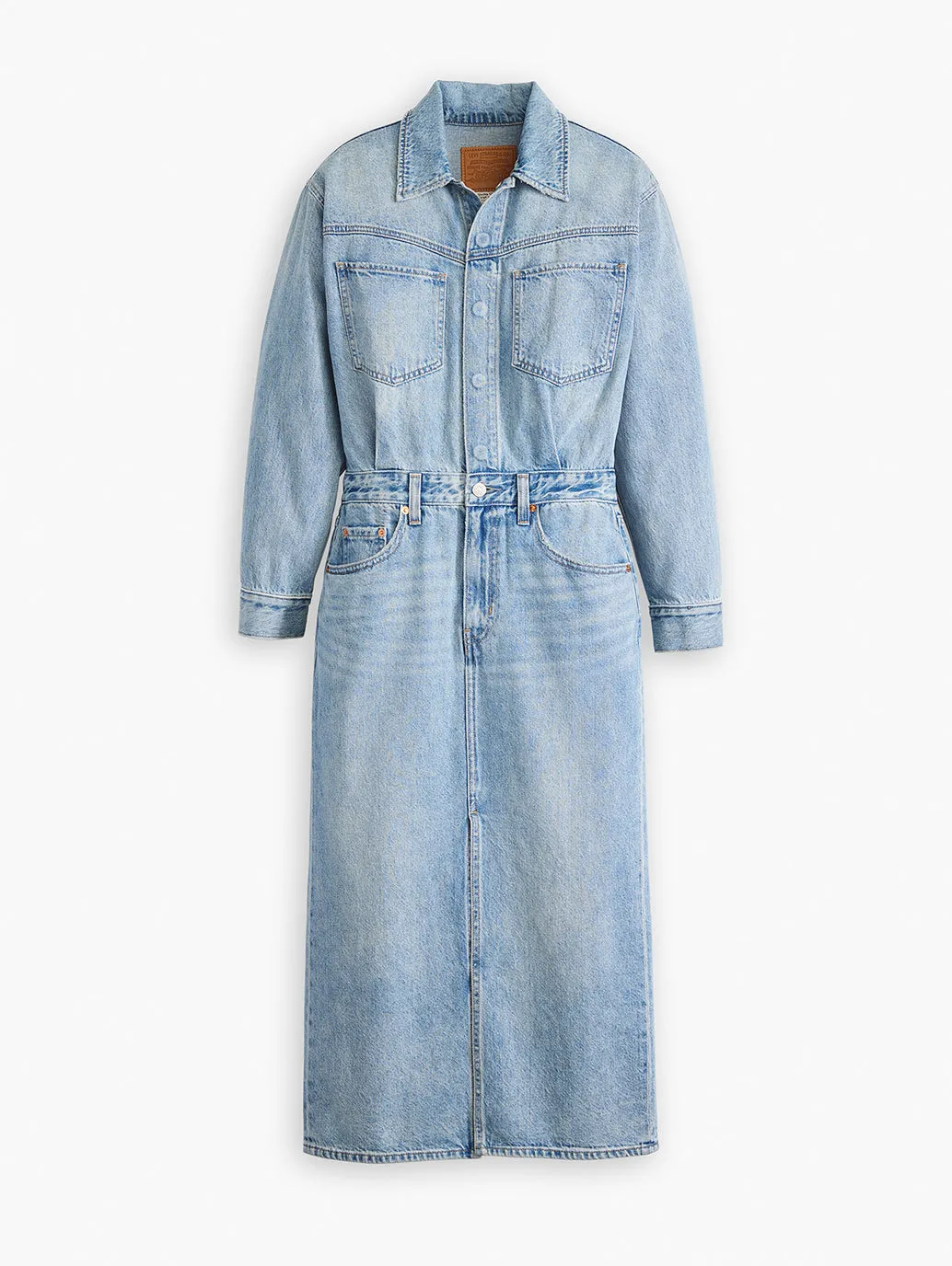 Women's Solid Blue Spread Collar Denim Dress LEVI'S