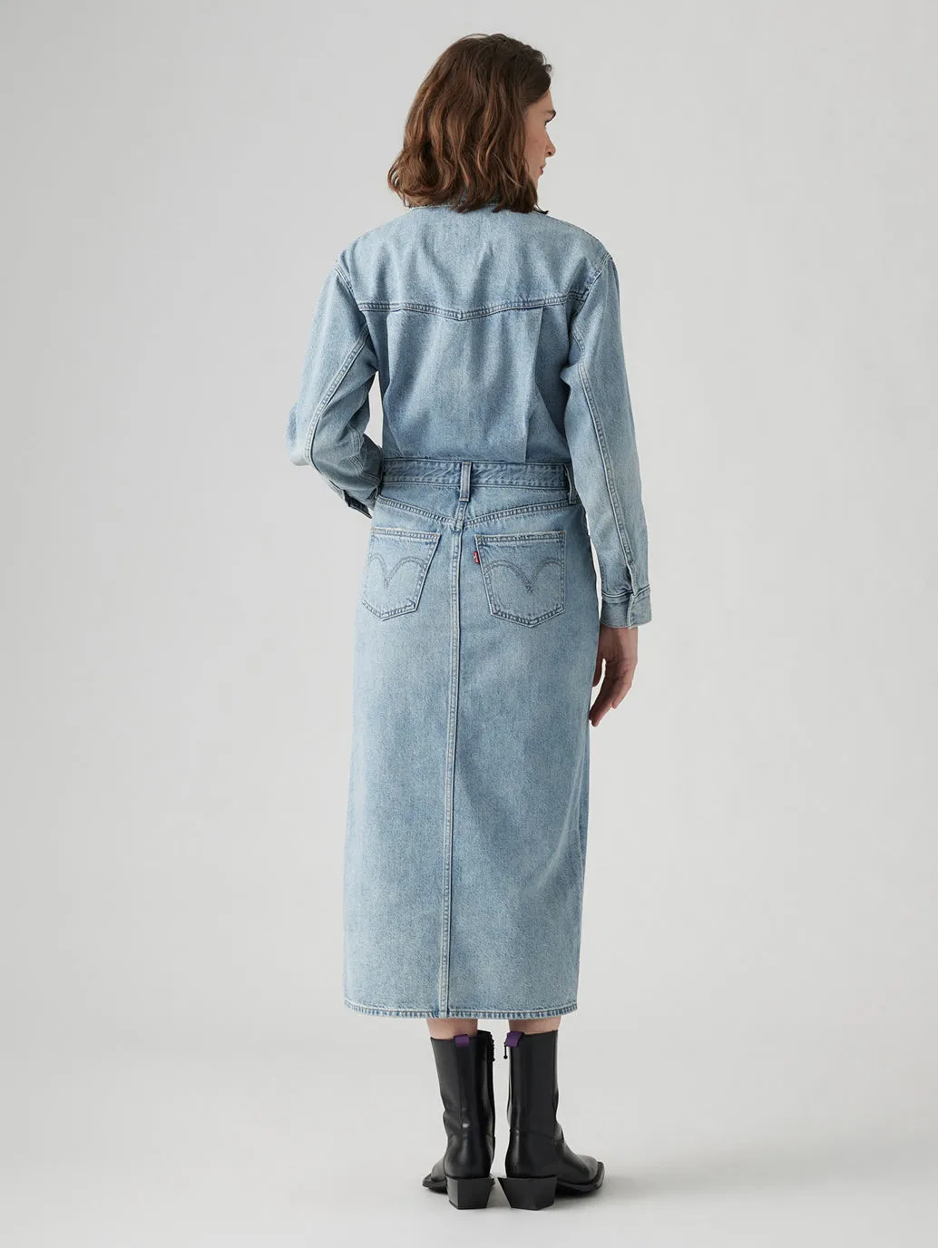 Women's Solid Blue Spread Collar Denim Dress LEVI'S