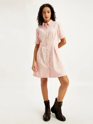 Women's Solid Light Pink Spread Collar Shirt Dress LEVI'S