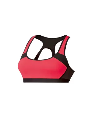 Women's Textured Sports Bra,Coral/Black