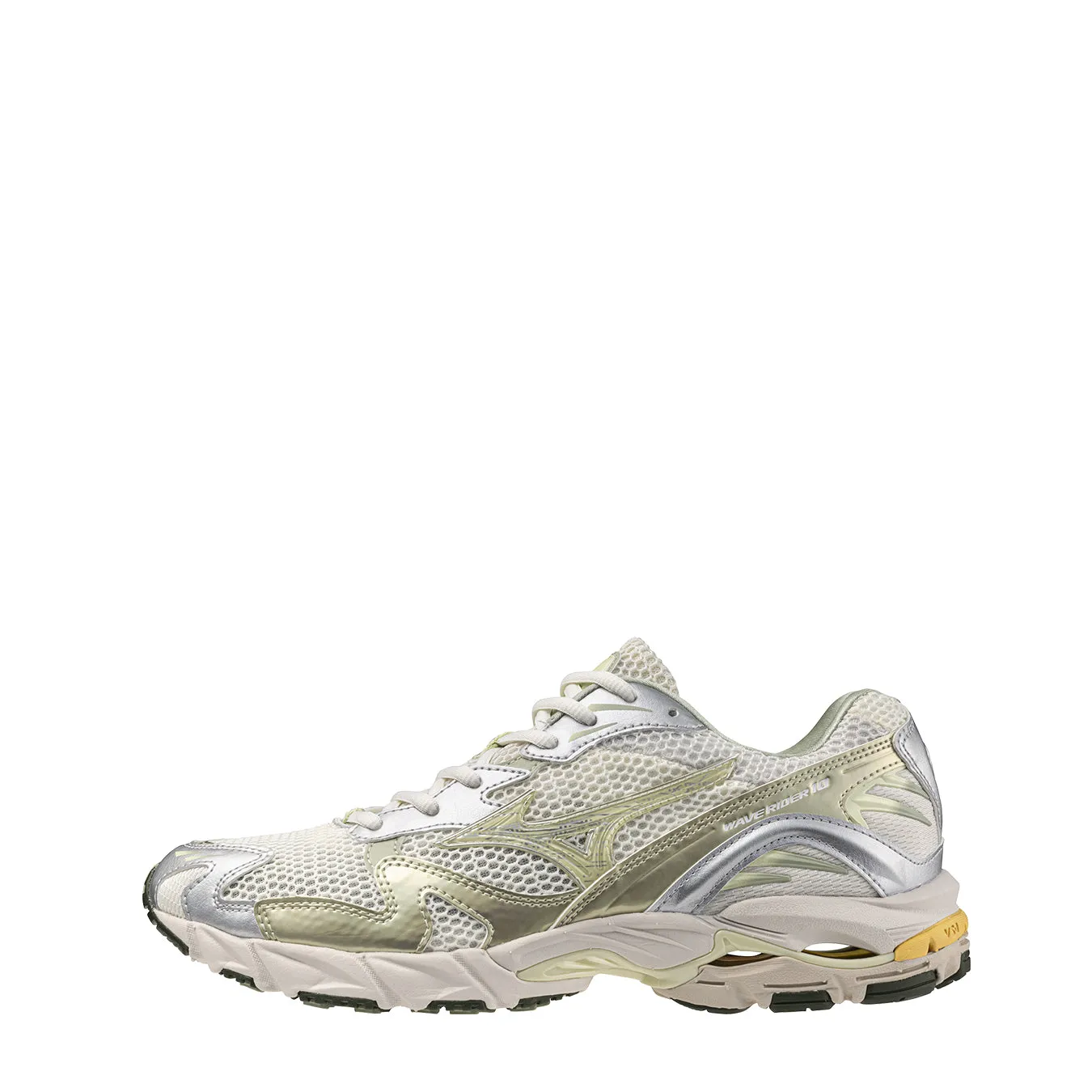 Worth Every Penny Mizuno Womens Wave Rider 10 Trainer Snow White / White Jade / Desert Sage  Going Fast!