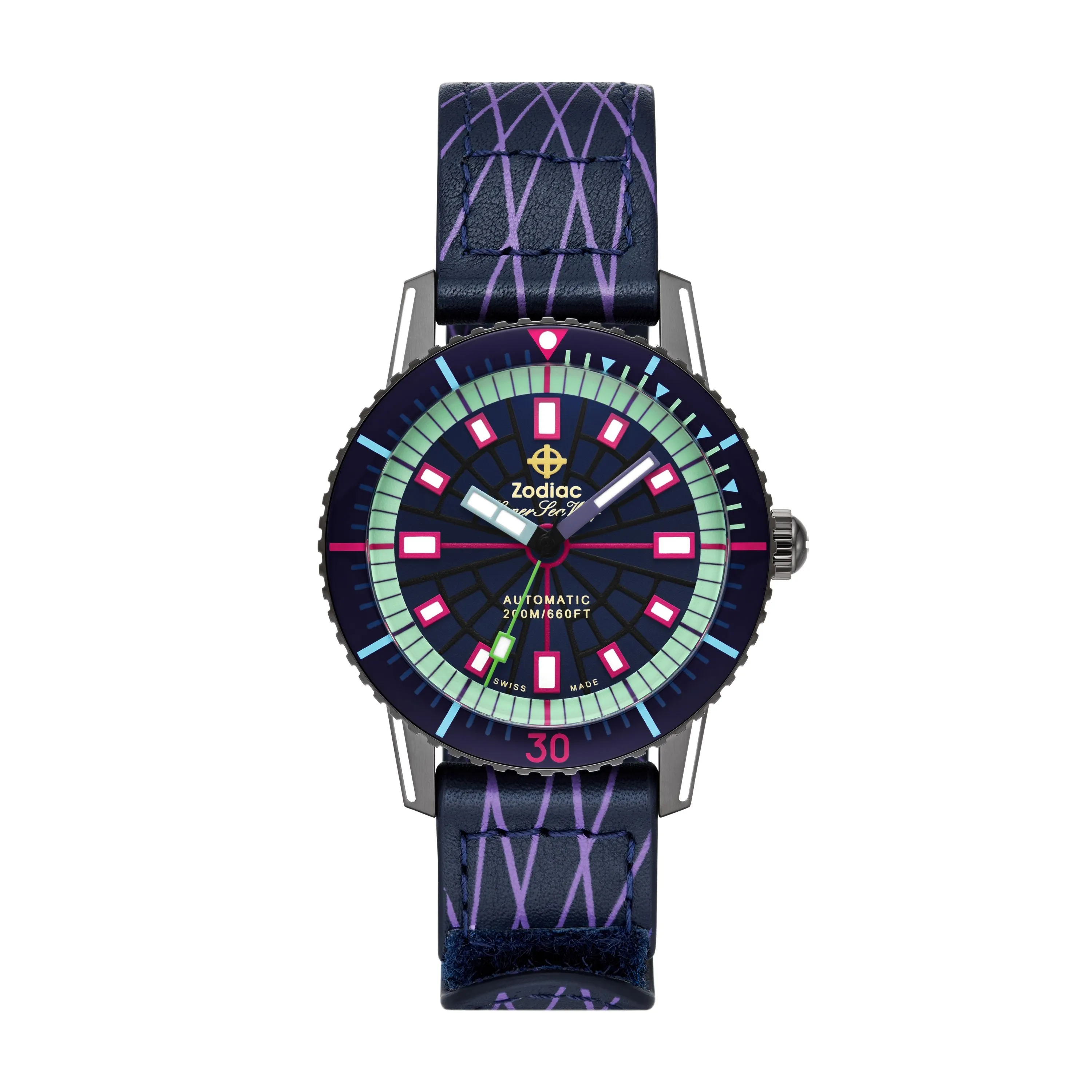 Zodiac Men's Super Sea Wolf Laser Tag Edition Compression Diver Automatic, Gray Stainless Steel Watch